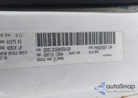 2011 Dodge Charger из США, поврежденный, VIN 2B3CL3CG6BH550169